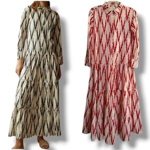 Guadalupe Designs Meredith Ikat Maxi Dress in Red Size XS